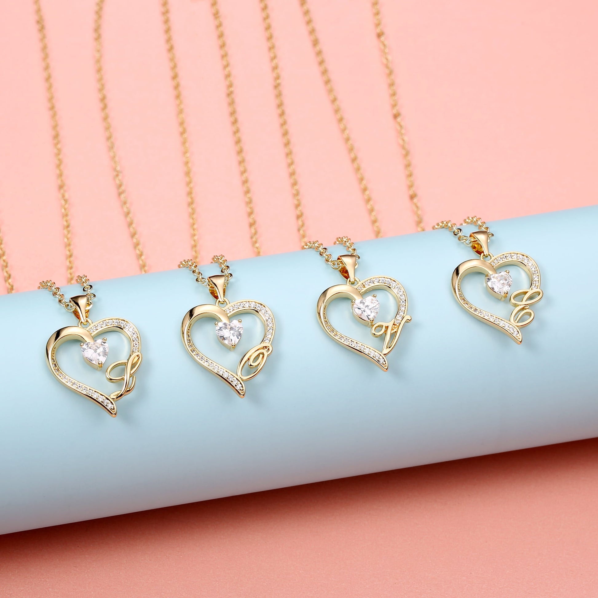 The Aloura Initial Heart Pendant Necklace - 14K Gold Plated, Cubic Zirconia, Heart Pendant Necklace with customizable Initial
