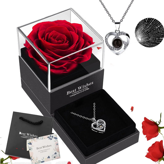 The Aloura Red Rose "I Love You" Heart Pendant Necklace