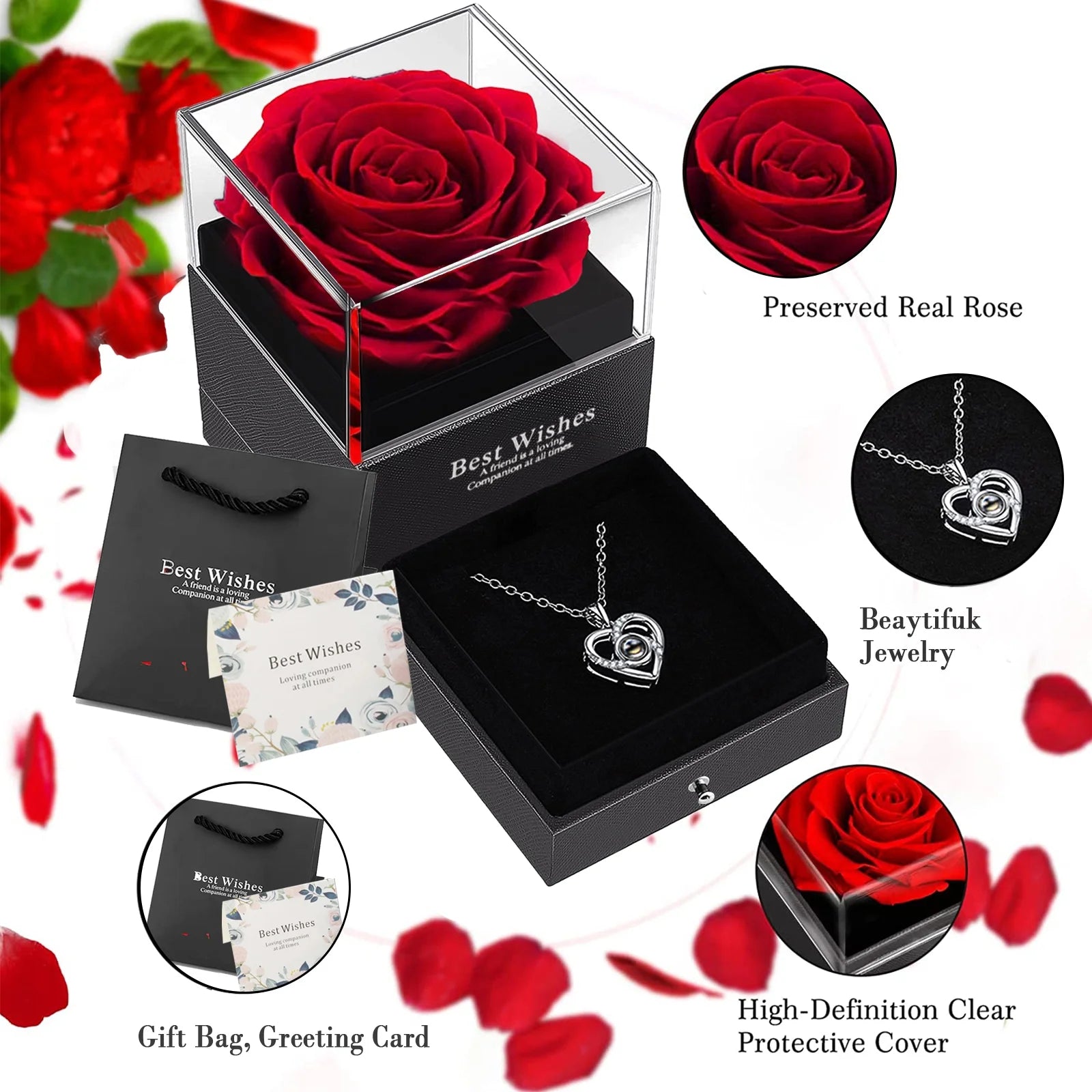The Aloura Red Rose "I Love You" Heart Pendant Necklace
