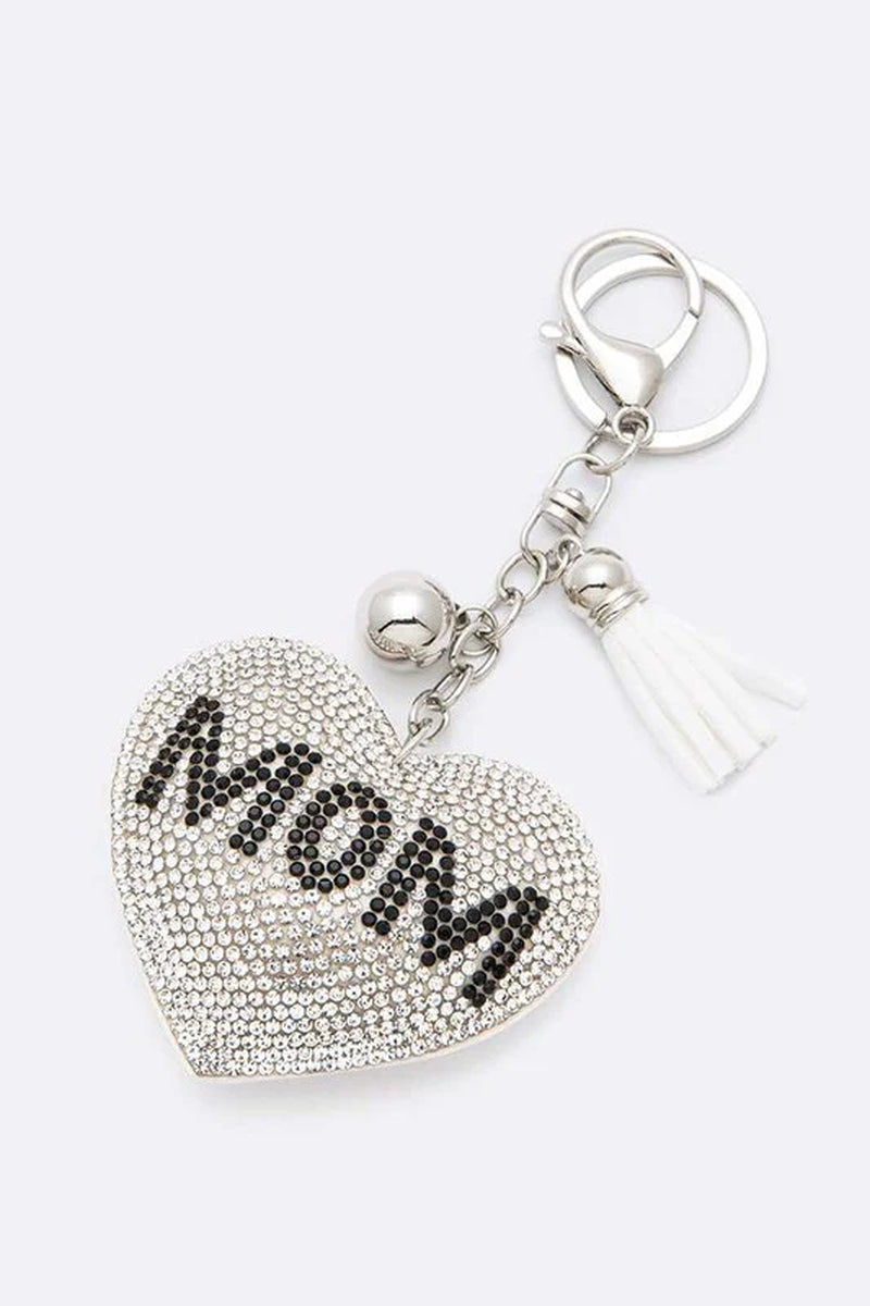 Elegant Clear MOM Crystal Pillow Key Chain - A Touch of Sparkle for Every Occasion